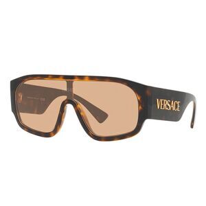 Versace VE 4439 108/73 Havana Plastic Shield Sunglasses Brown Lens